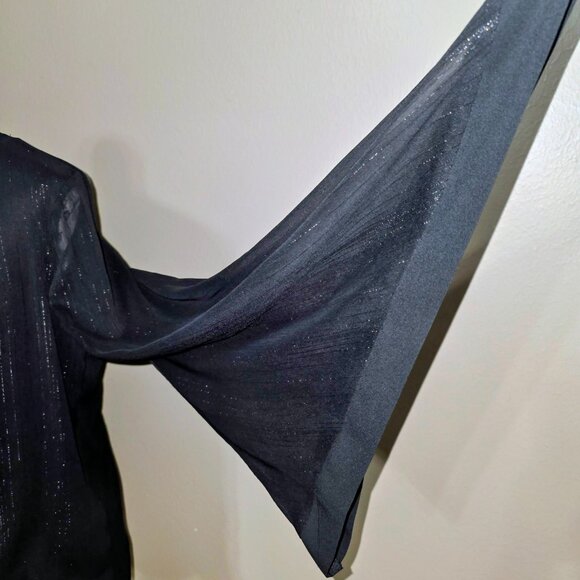 Star by Julien Macdonald Black Shimmer Wrap Blouse – Size 10 - Picture 5 of 6